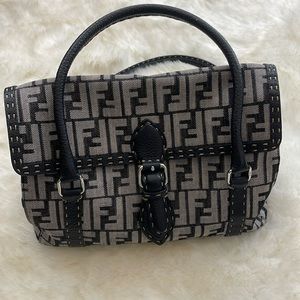 Fendi Zucca Print Black and Gray Shoulder Bag